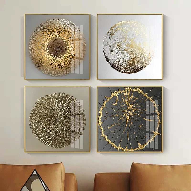 Luxury Nordic Abstract Gold Globe Posters