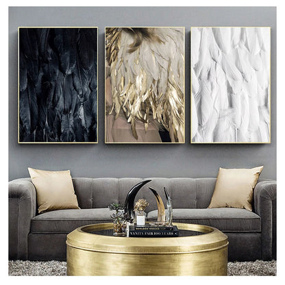 Nordic Black White And Golden Home Decor Canvas Prints