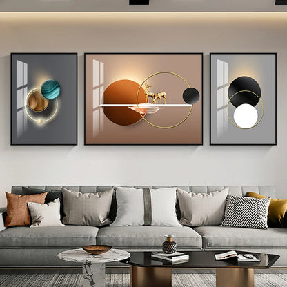 Nordic Luxury Geometry Circle Light Canvas Abstract Posters