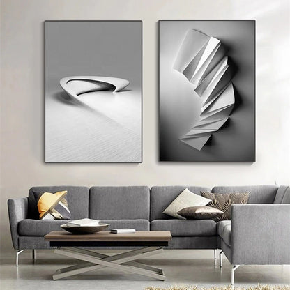 Line Black White Solid Geometry Space Art Modern Canvas Poster Prints