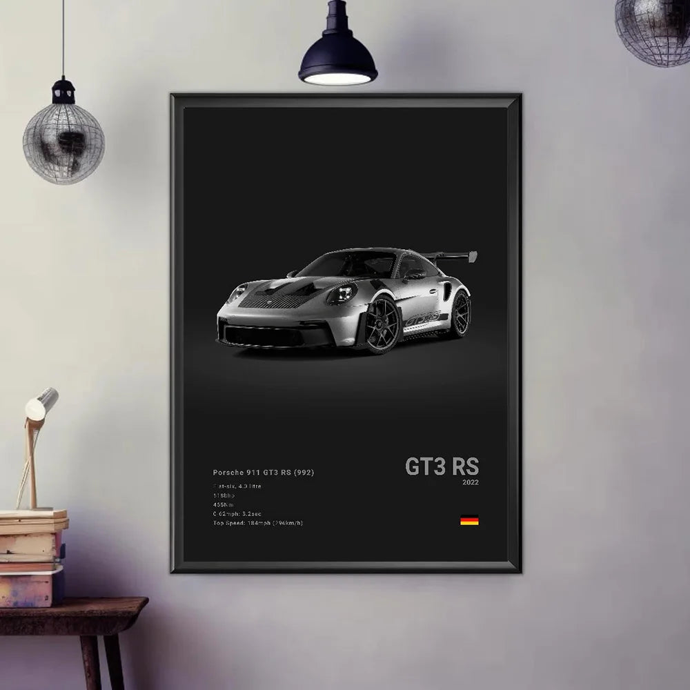 German Luxury Sports Cars Black and White Posters Prints