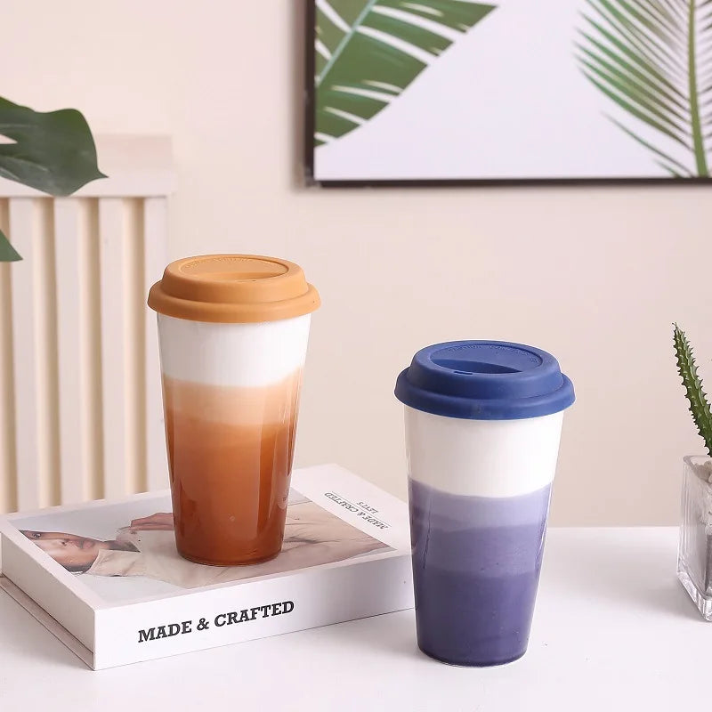 Ceramic Coffee Cup with Silicone Lid