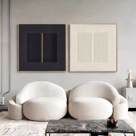 Modern Minimalist Nordic 3D Texture Pure Beige and Black Line