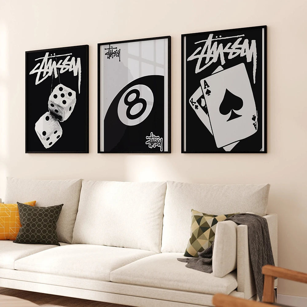 Creative Billiards Black And White Club Dice Posters