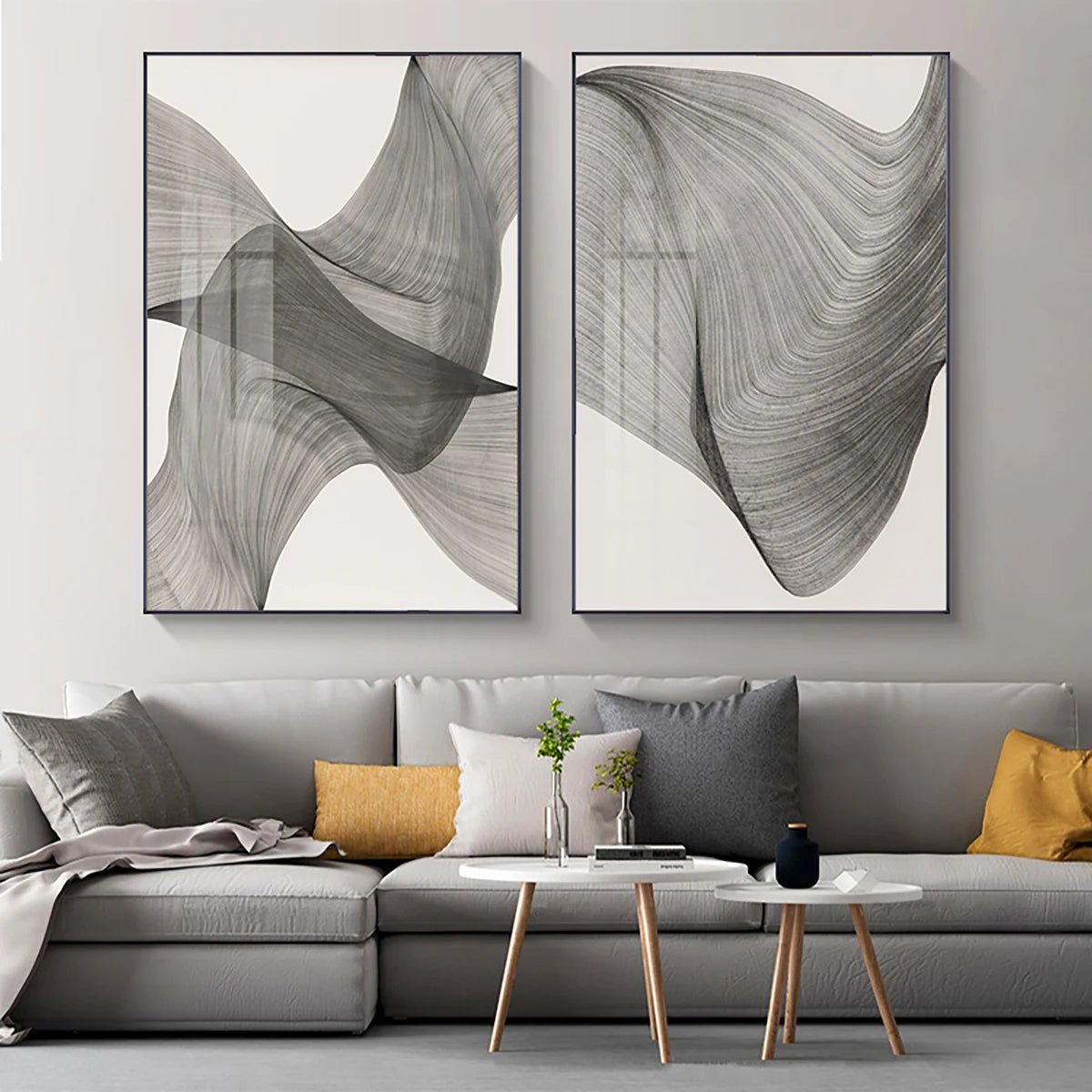 Nordic Gray Lines Abstract Wall Picture