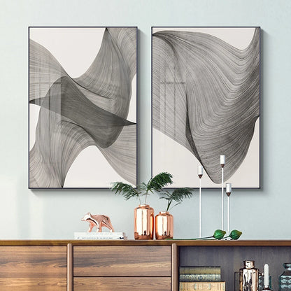 Nordic Gray Lines Abstract Wall Picture