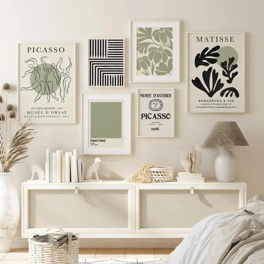 Modern Gallery Wall Set Picasso Sage Green Gallery Wall Prints