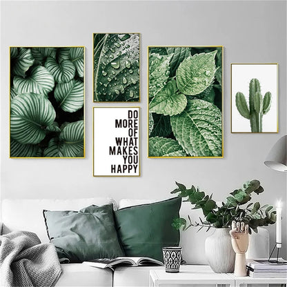 Green Plant Painting Monstera Poster Wall Art Canvas Picture