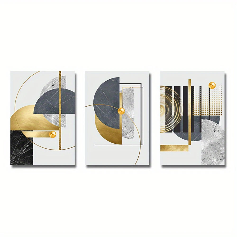 Gold Foil Abstract Geometric Art Pattern Canvas Posters