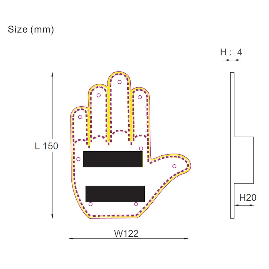 Auto Car Interior Rear Windshield LED Amber Middle Finger