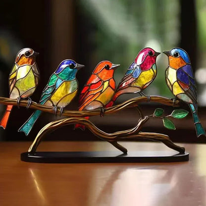 Multicolor Birds Stained Acrylic Birds Ornaments