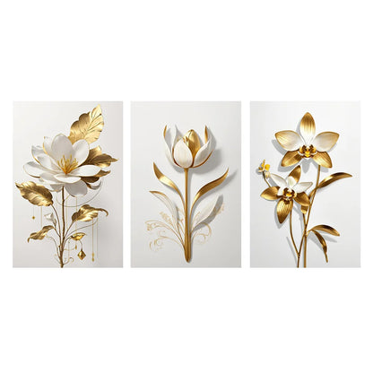 Nordic Golden Abstract Flowers