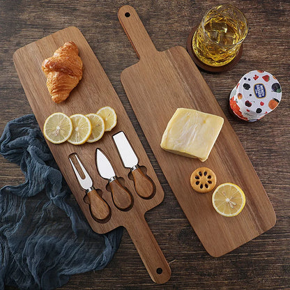 Wooden Charcuterie Cheese Serving Board with Knives