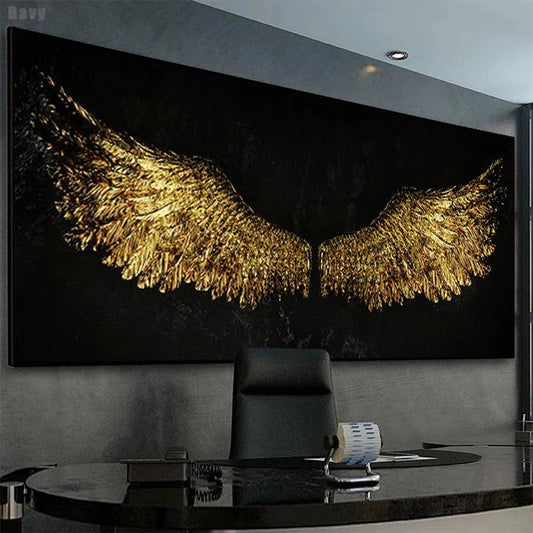 Golden Angel Wings Graffiti Black and White Posters