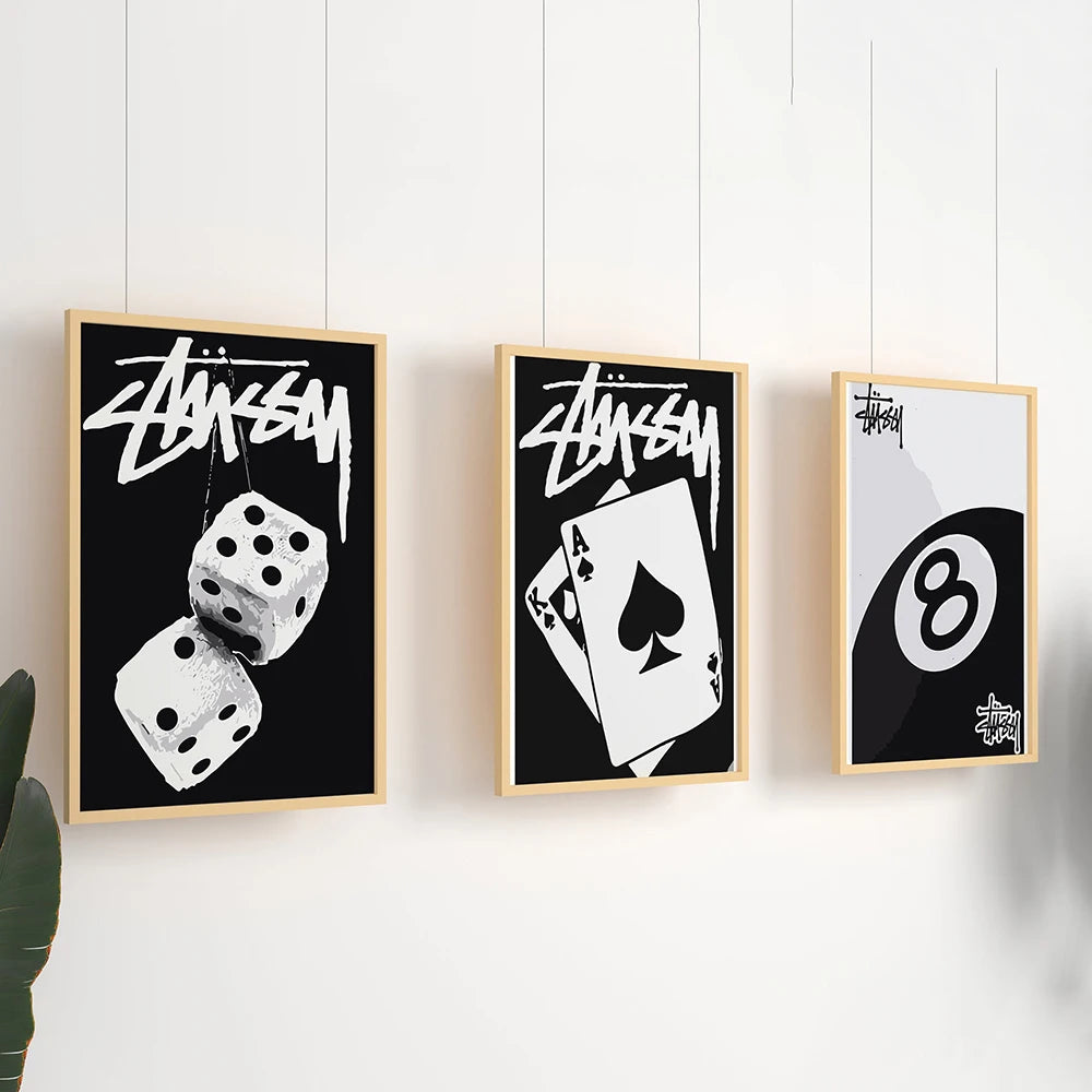 Creative Billiards Black And White Club Dice Posters