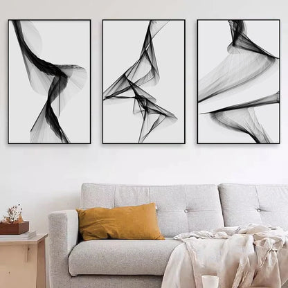 Nordic  Black And White Fashion Abstract Line Wall Poster