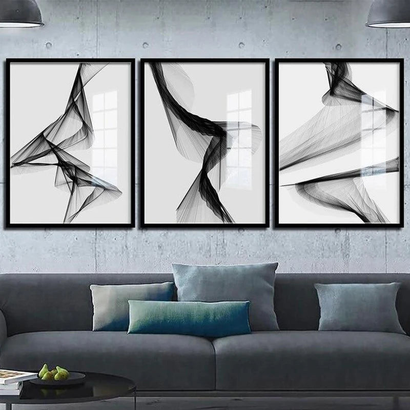 Nordic  Black And White Fashion Abstract Line Wall Poster