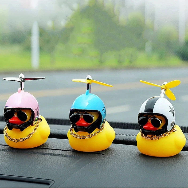 Car Ornaments Duck With Helmet Broken Wind Pendant