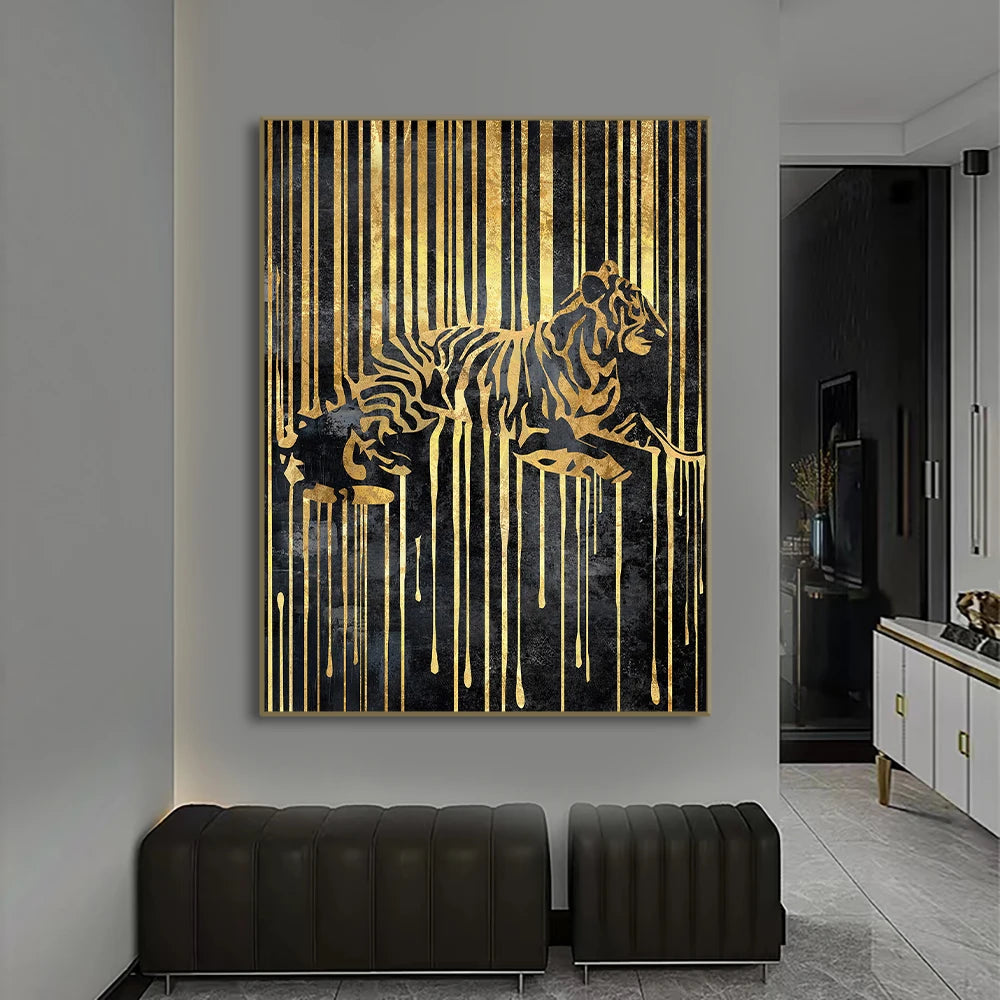 Nordic Black Golden Animal Poster Prints