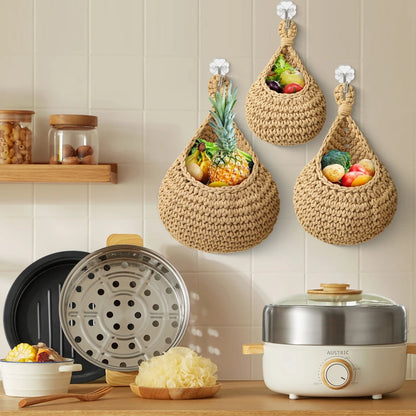 Handwoven Organizer Hanging Wall Vegetable Fruit Basket