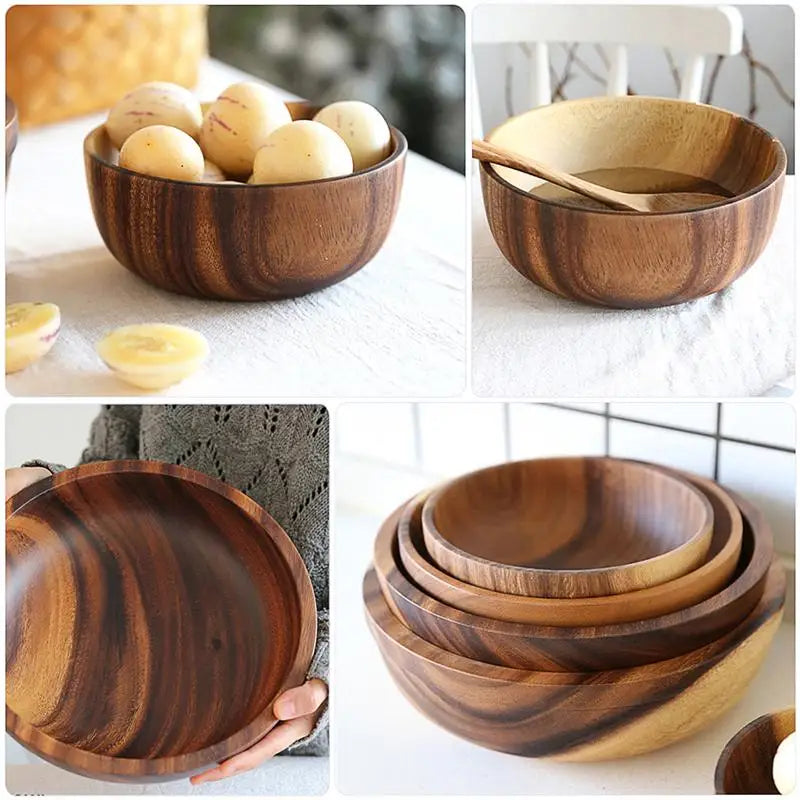 Kitchen Natural Wooden Fruit and Salad Bowl