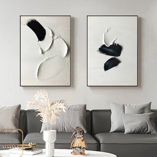 Nordic Black and White 3d Textured Abstract Minimalist Prints