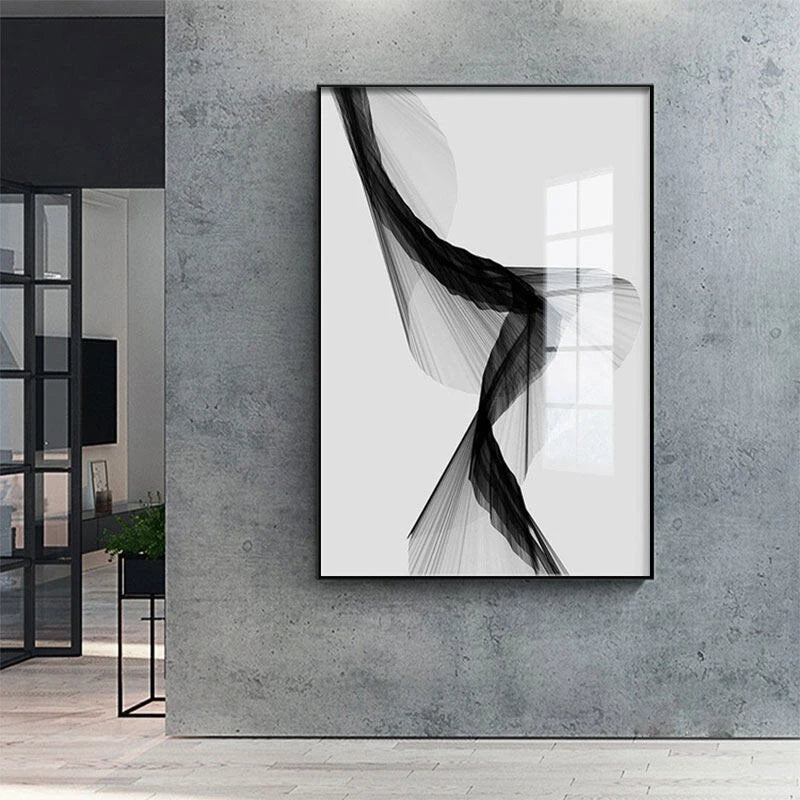 Nordic  Black And White Fashion Abstract Line Wall Poster