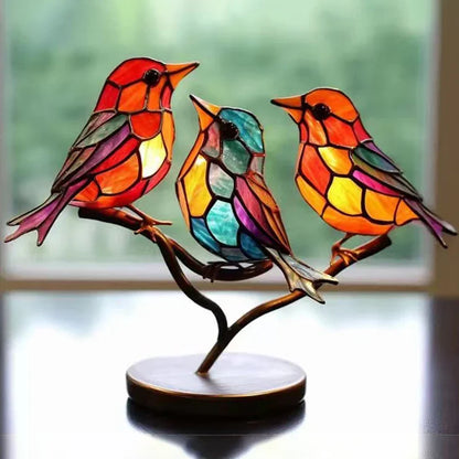 Multicolor Birds Stained Acrylic Birds Ornaments