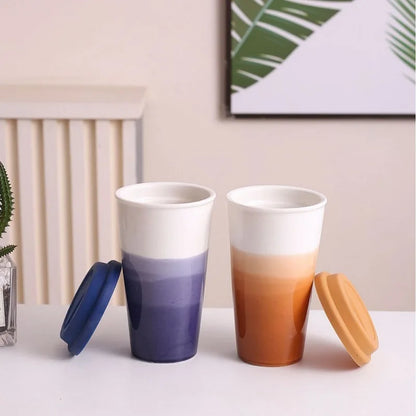 Ceramic Coffee Cup with Silicone Lid