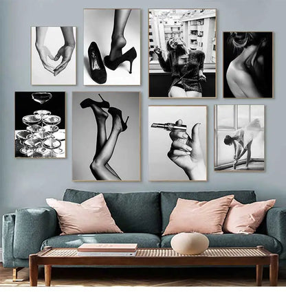 Nordic Sexy Fashion Black And White Poster