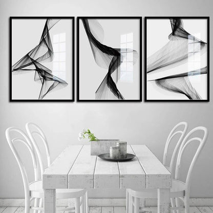 Nordic  Black And White Fashion Abstract Line Wall Poster