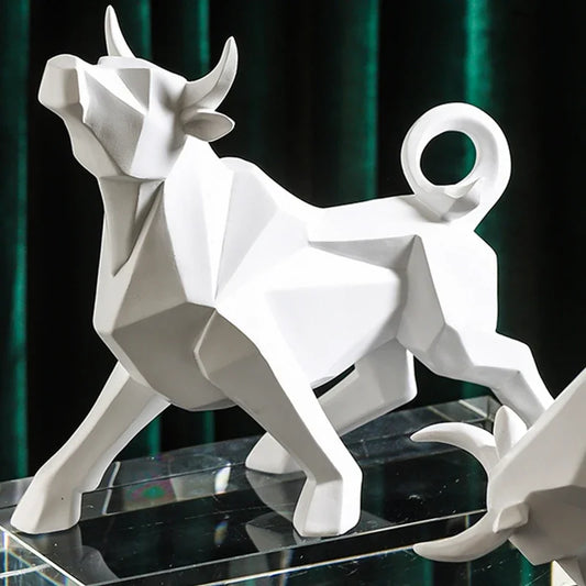 Geometric Resin Cow Animal Ornament