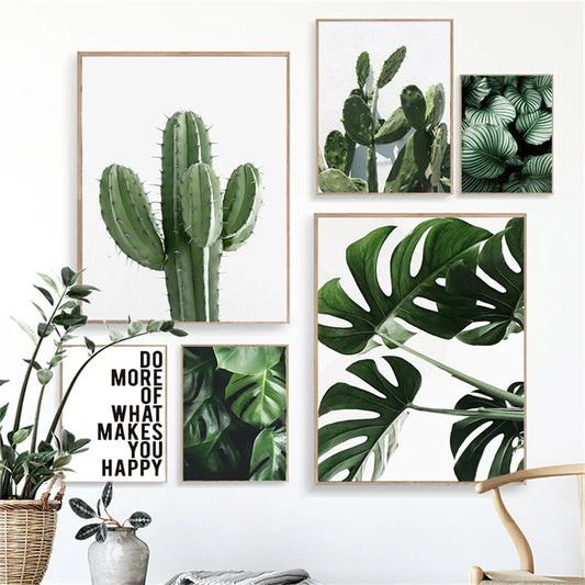 Green Plant Painting Monstera Poster Wall Art Canvas Picture