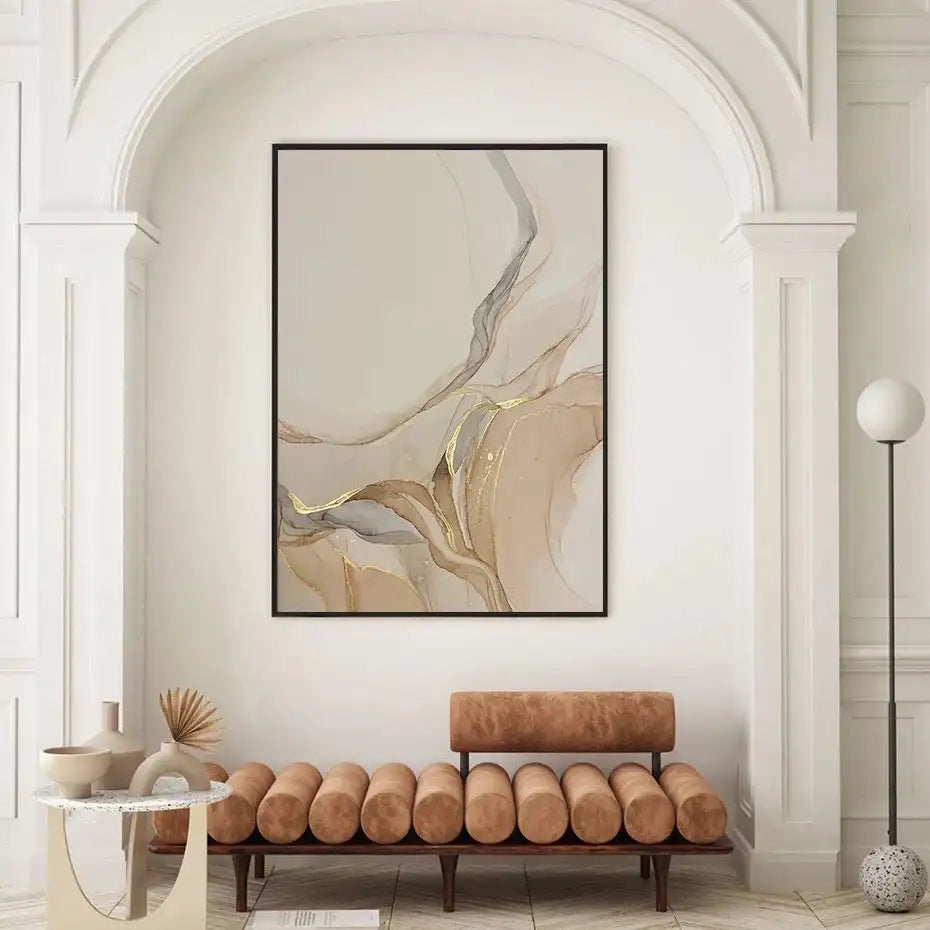 Modern Abstract Beige Gold Pink Canvas Print Poster