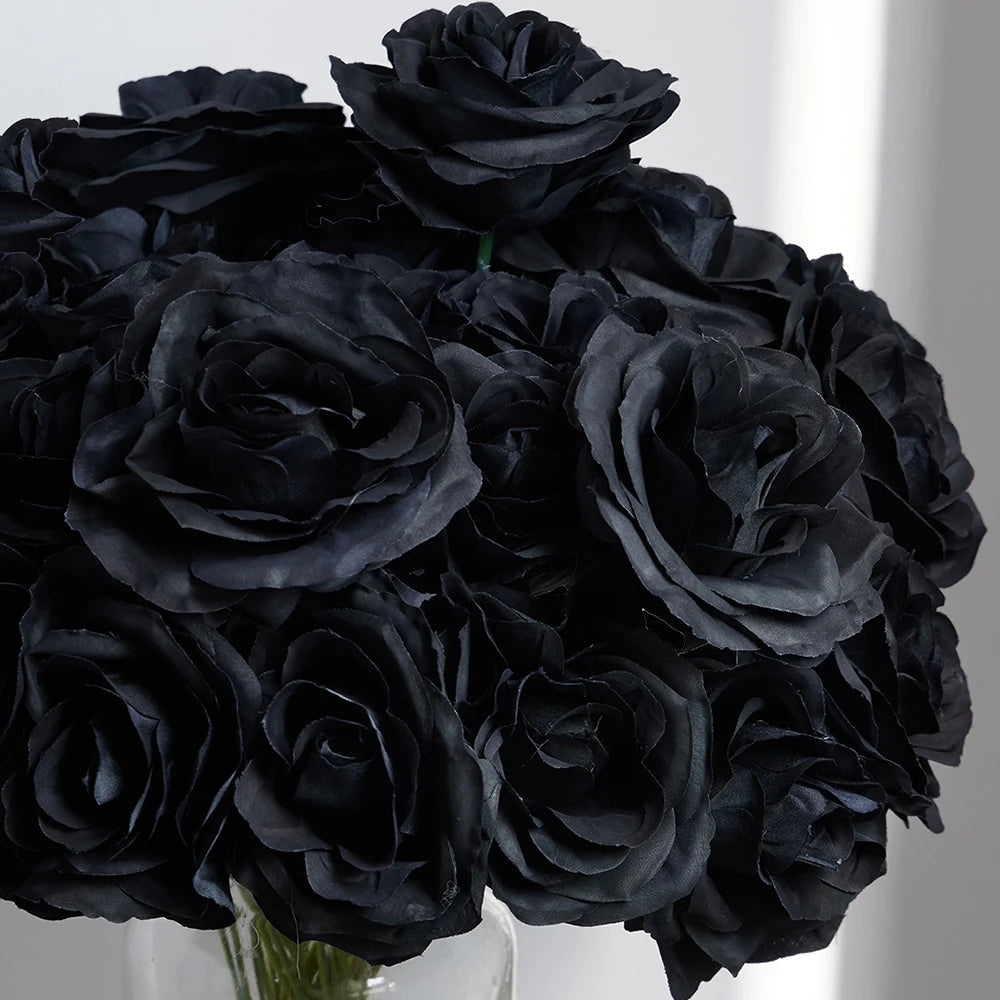 Black Silk Rose Gothic Artificial Flowers