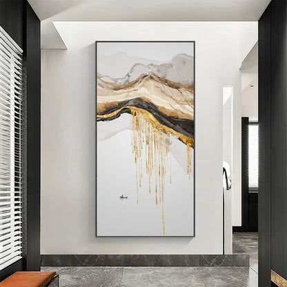 Gold Mountain Flow Abstract Minimalist Landscape Print