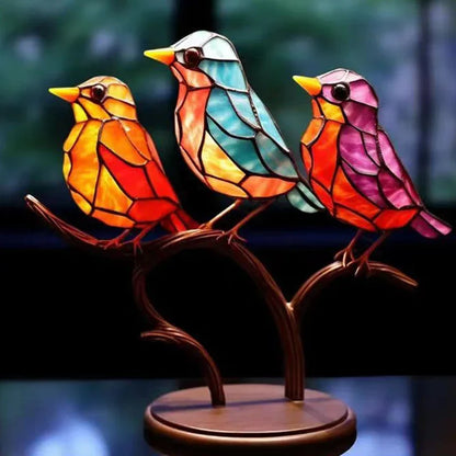 Multicolor Birds Stained Acrylic Birds Ornaments