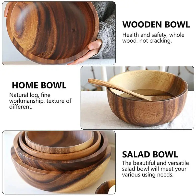 Kitchen Natural Wooden Fruit and Salad Bowl