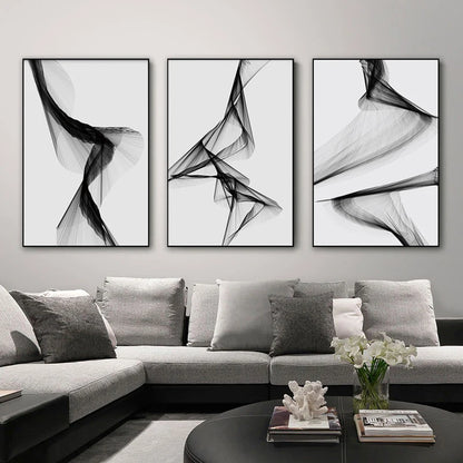 Nordic  Black And White Fashion Abstract Line Wall Poster