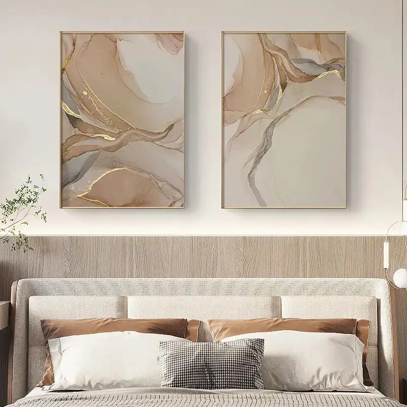 Modern Abstract Beige Gold Pink Canvas Print Poster