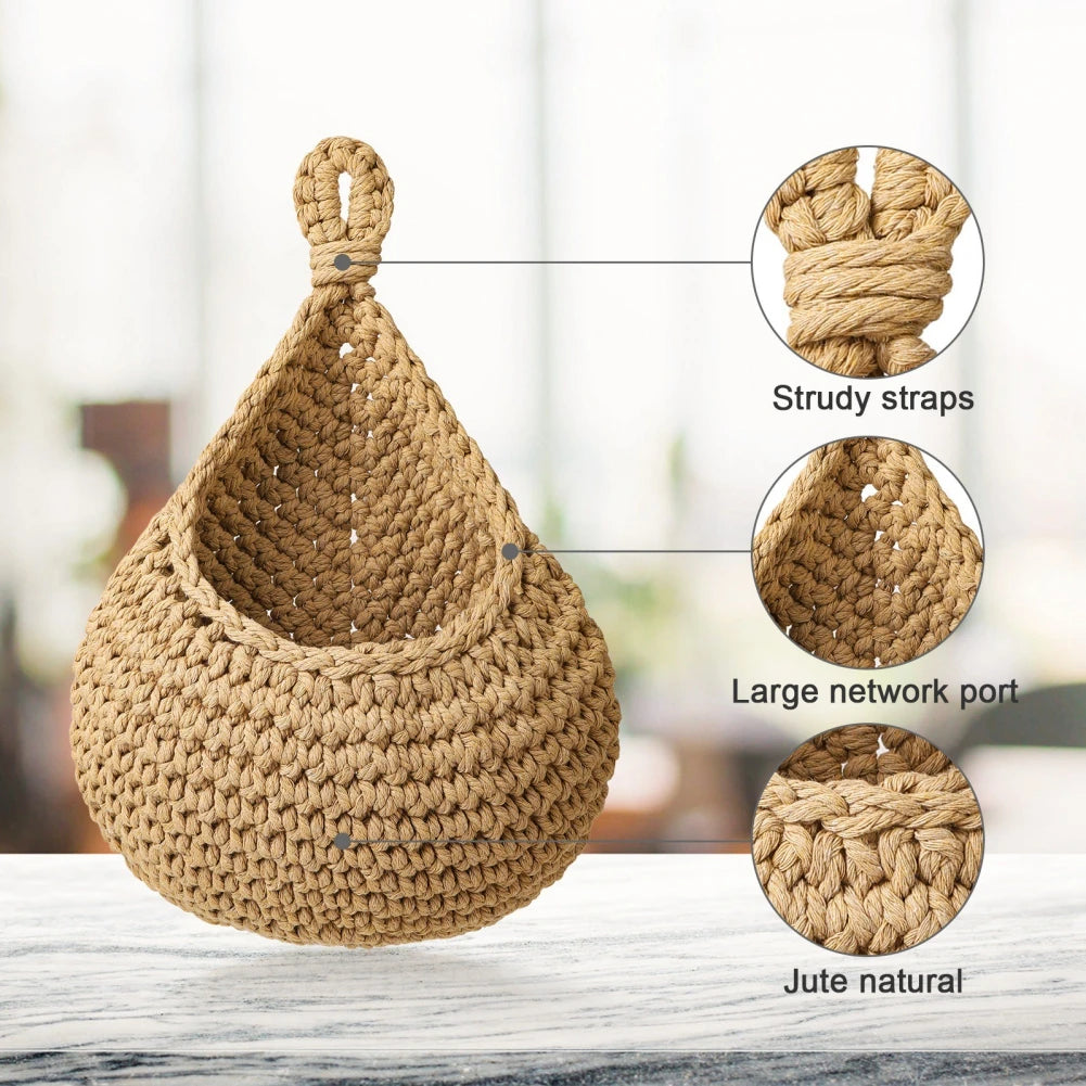 Handwoven Organizer Hanging Wall Vegetable Fruit Basket