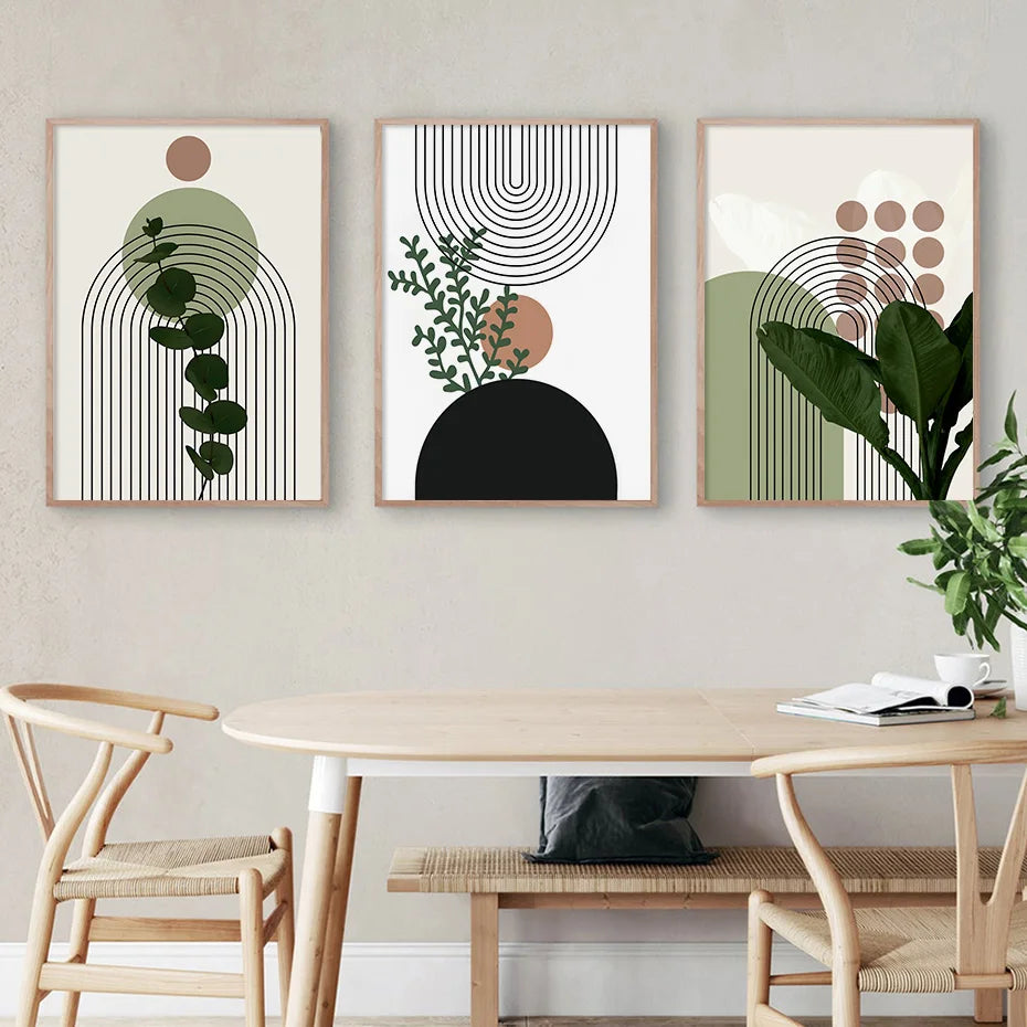 Green Modern Abstract Plants Leaf Prints