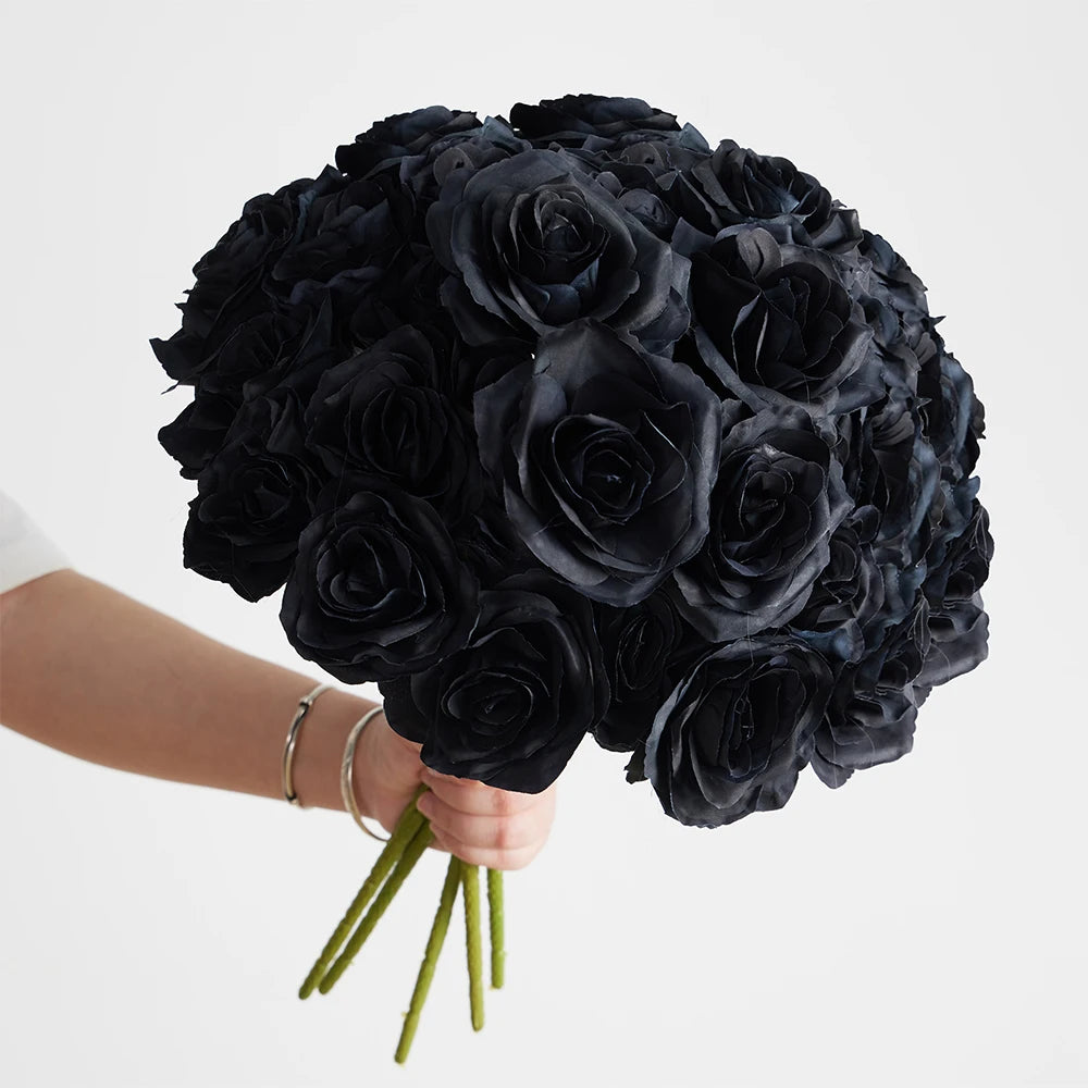 Black Silk Rose Gothic Artificial Flowers