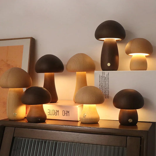 Wooden Touch Mushrooms Night Light