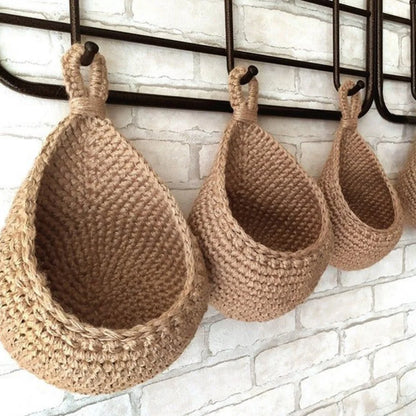 Handwoven Organizer Hanging Wall Vegetable Fruit Basket