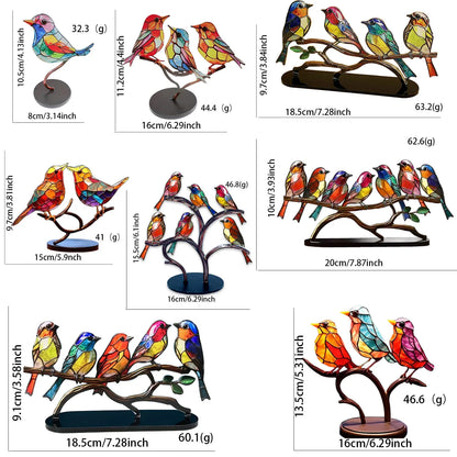 Multicolor Birds Stained Acrylic Birds Ornaments