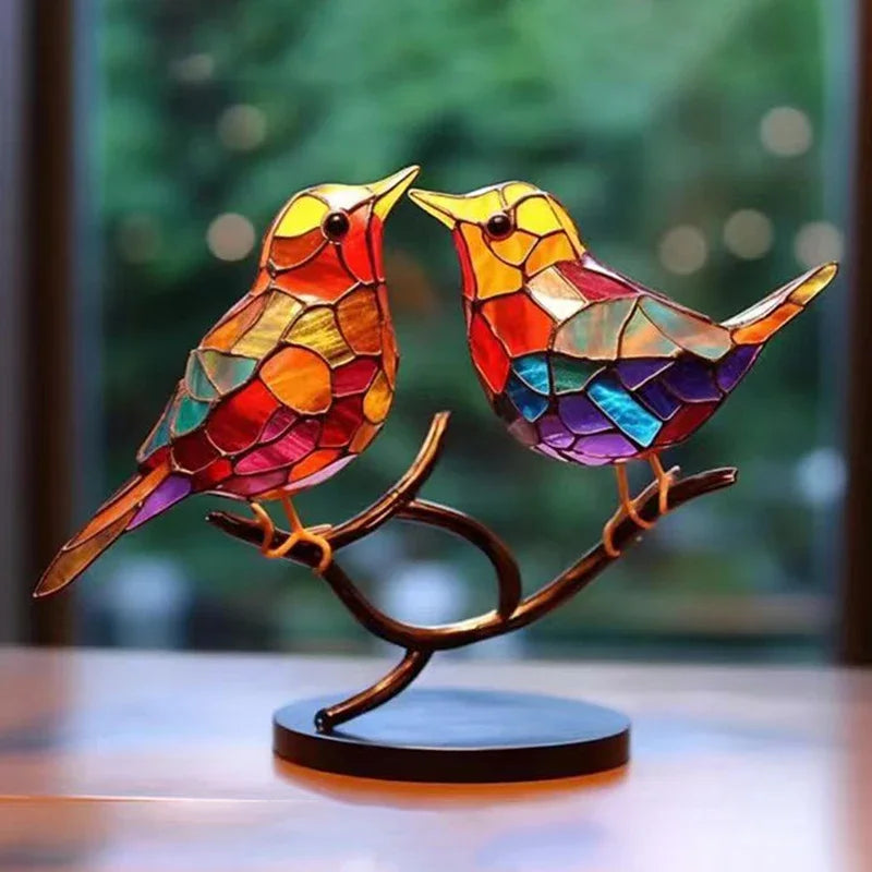 Multicolor Birds Stained Acrylic Birds Ornaments