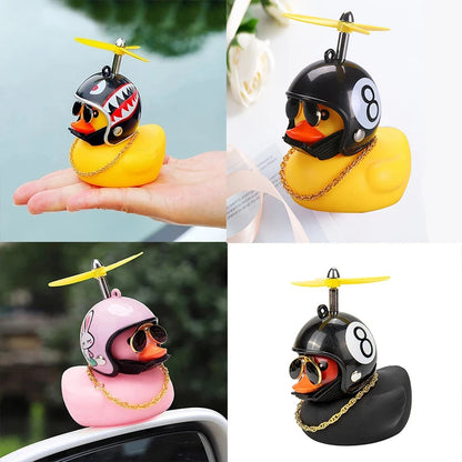 Car Ornaments Duck With Helmet Broken Wind Pendant