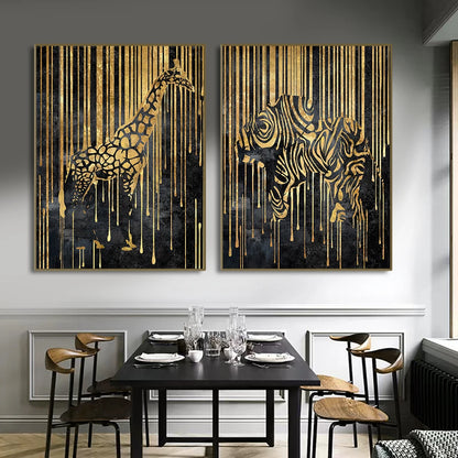 Nordic Black Golden Animal Poster Prints