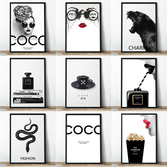 Nordic Luxury Minimalist Perfume Bottle Pop Art Prints Fashion Coco Poster